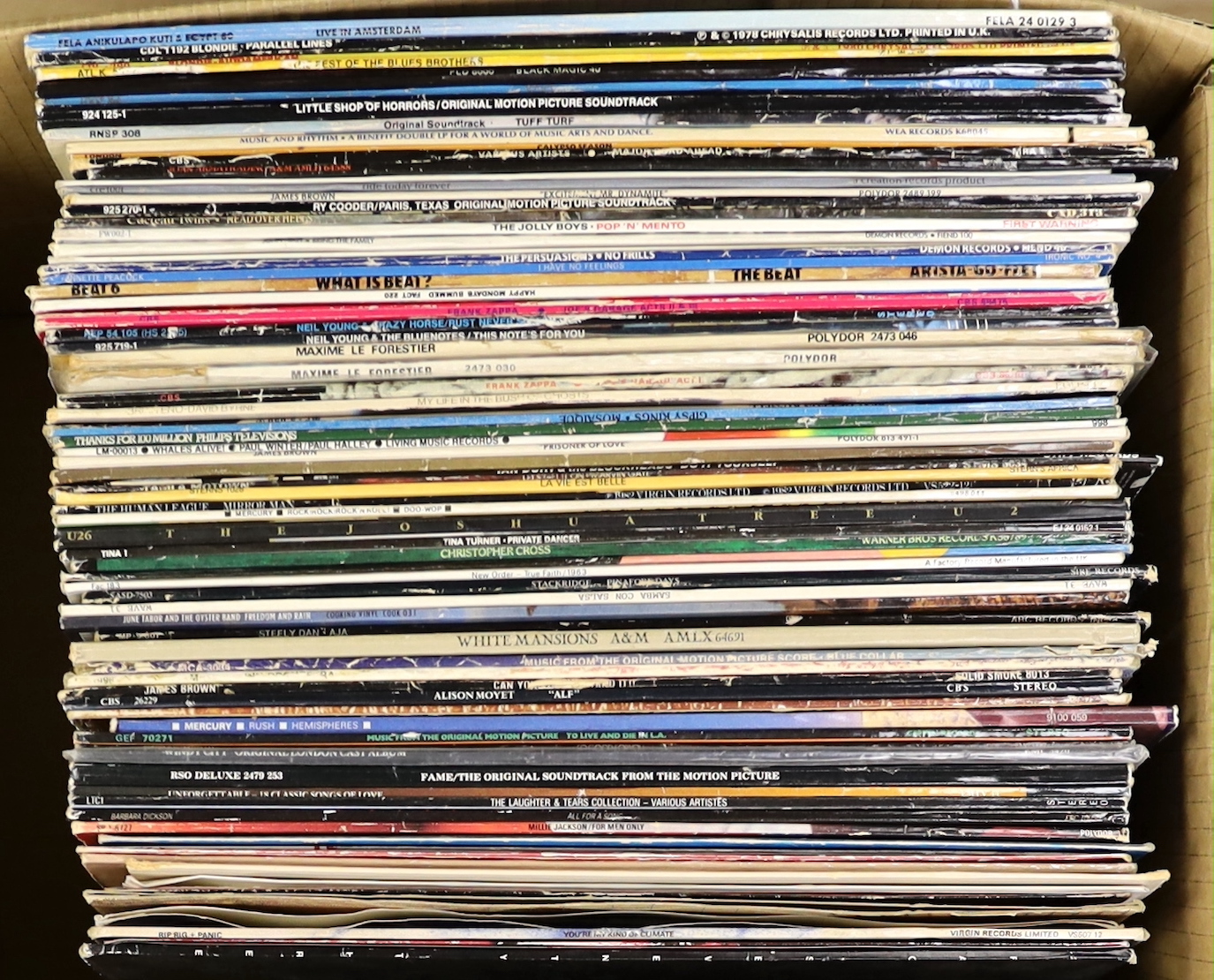 Seventy mostly 1980's LPs, including Blondie, Joan Armatrading, Texas, Happy Mondays, Neil Young and crazy horse, Ian Dury and the Blockheads, Tina Turner, James Brown, etc.